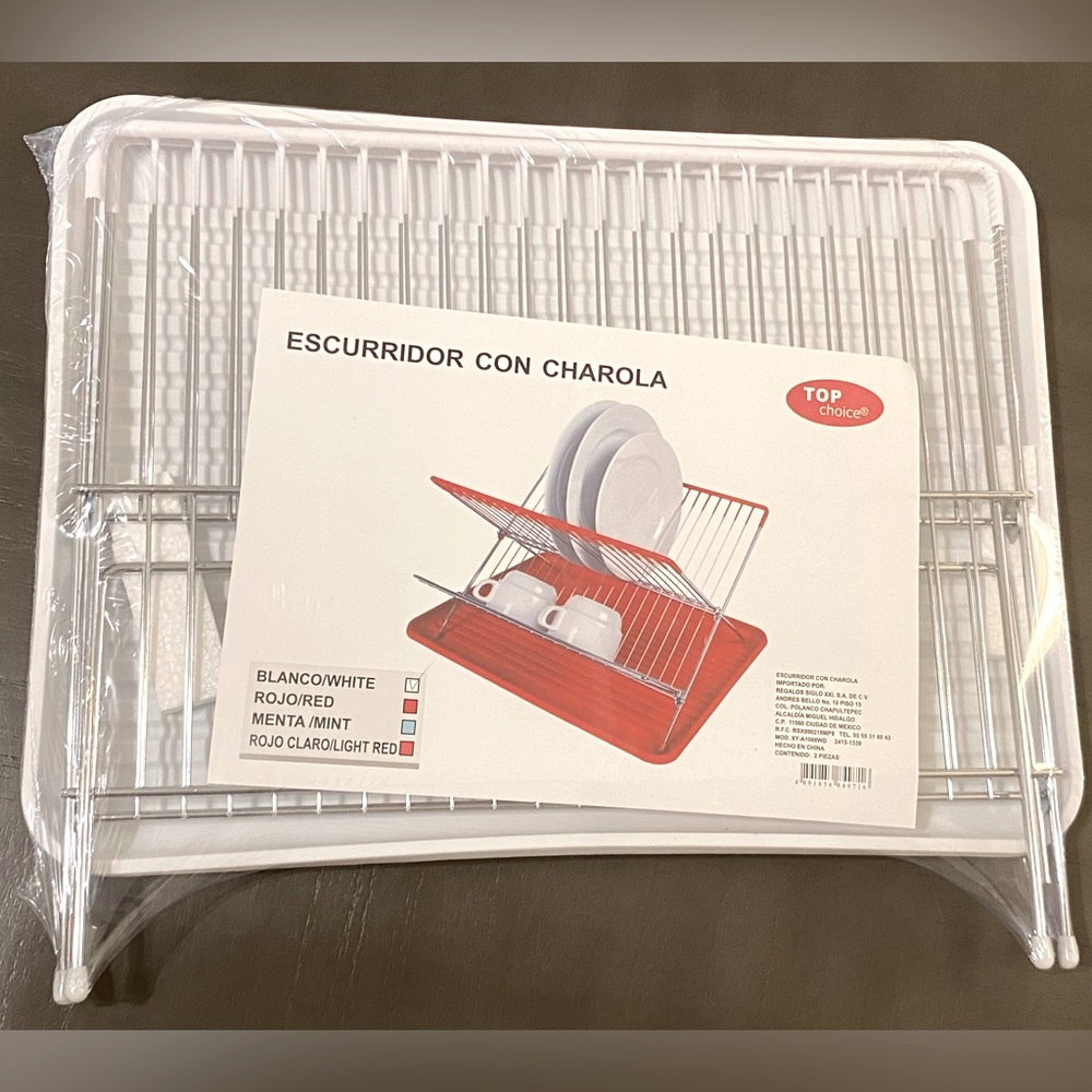TOP choice Metal Drainer with White Tray, 2 Piece - Escurridor con Charola